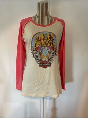 Harley Davidson Long Sleeve Raglan Graphic Tee, Jackson Hole